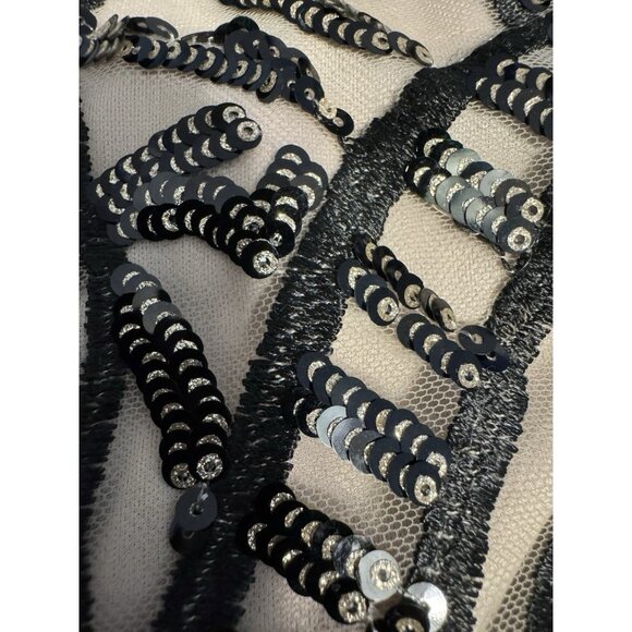 Adrianna Papell Sequin Dress 6 Champagne Bronze Pewter Wedding Party Cruise - Picture 12 of 16